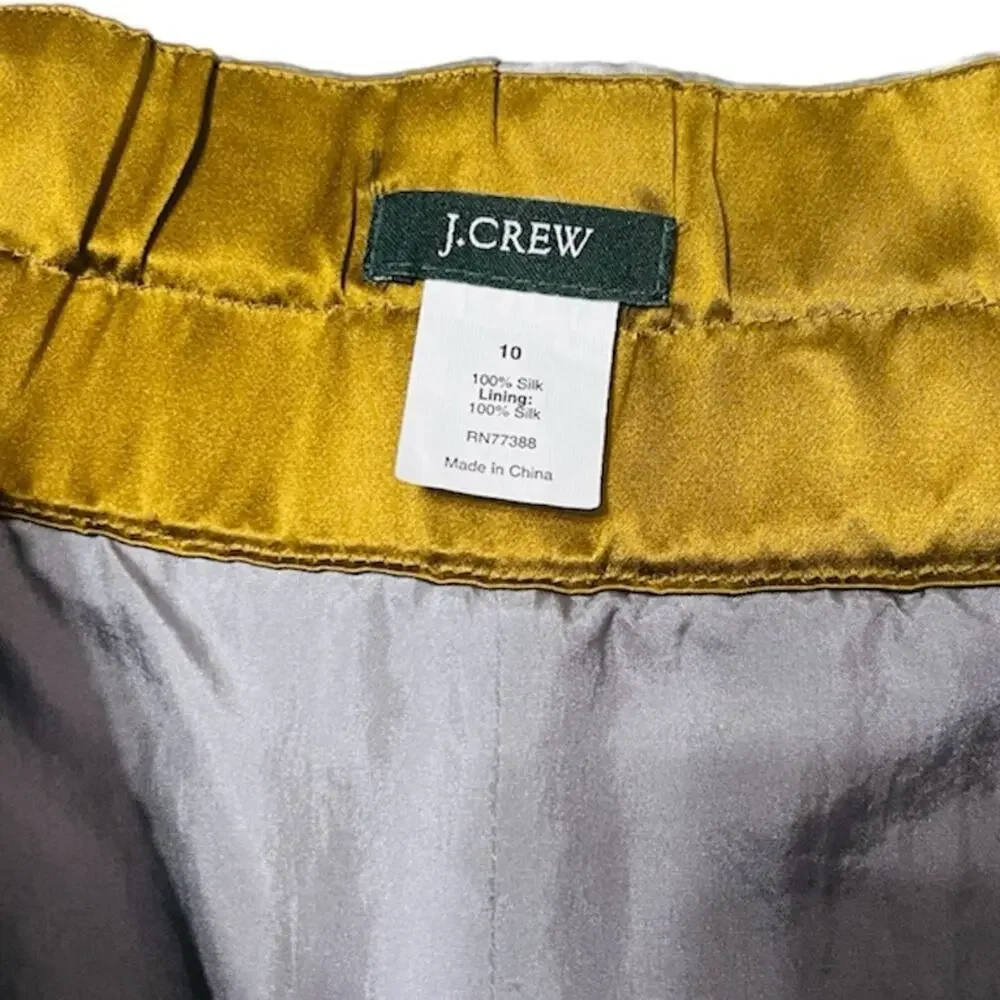 J.Crew High Waist 100% Silk Pencil Skirt Welt Pockets Silver Gray Size 10